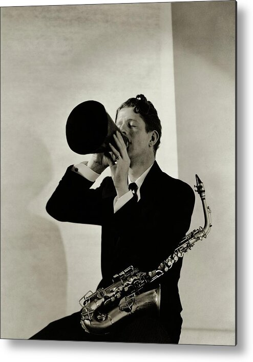 Entertainment Metal Print featuring the photograph Rudy Vallee With A Saxophone by George Hoyningen-Huene