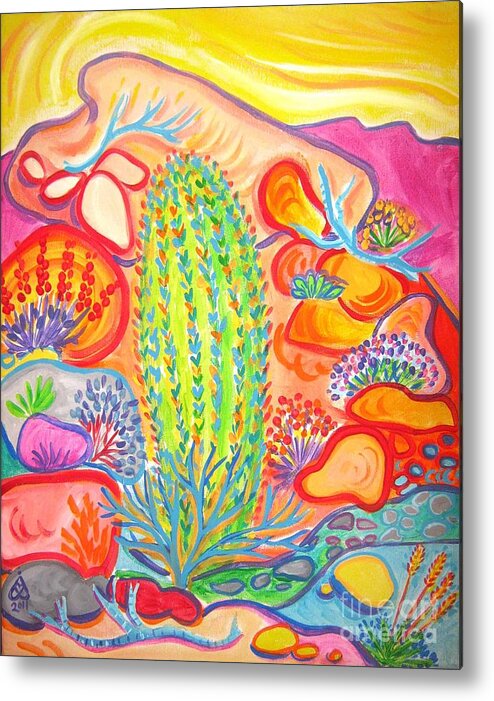 Arizona Painting Metal Print featuring the painting Sacred Cactus by Rachel Houseman