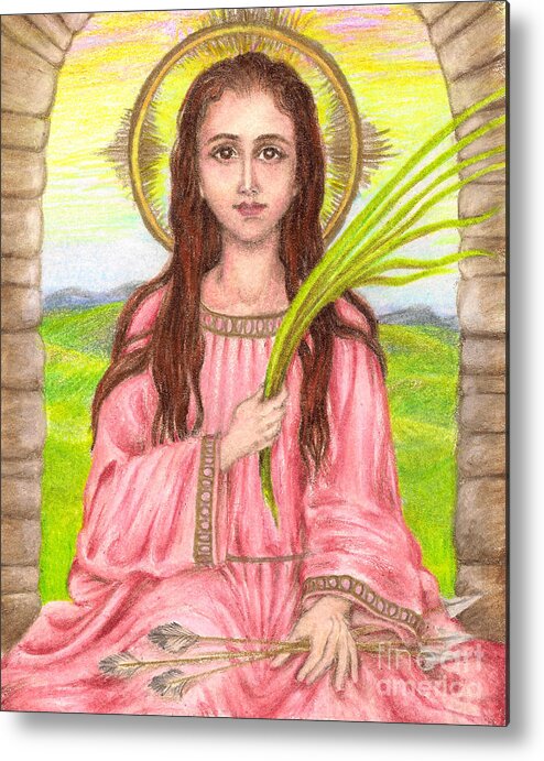 Saint Metal Print featuring the drawing Saint Philomena by Michelle Bien