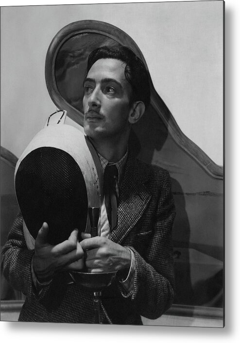 Artist Metal Print featuring the photograph Salvador Dali Holding Fencing Equipment by Cecil Beaton