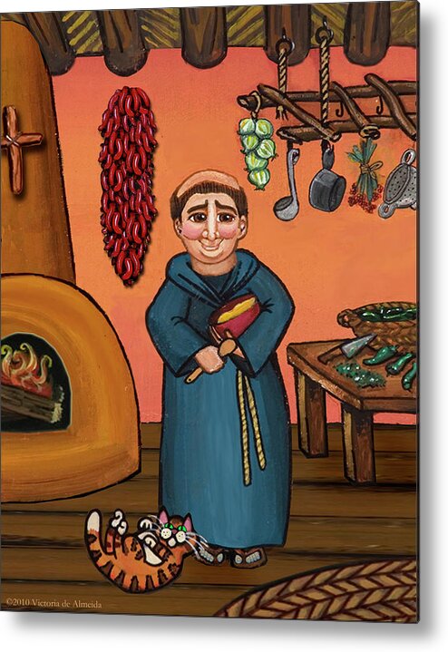 Folk Art Metal Print featuring the painting San Pascual and Vigas by Victoria De Almeida