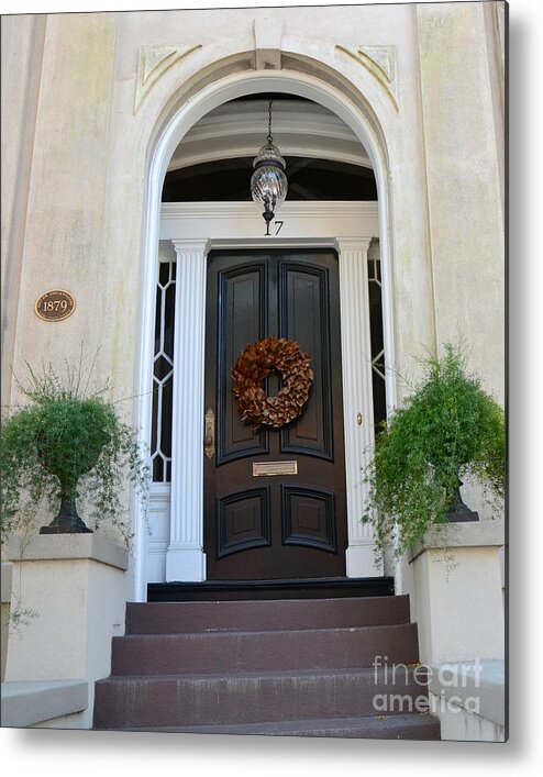 Savannah Doors Metal Print featuring the photograph Savannah Georgia Door Architecture - Savannah Victorian Homes Doors by Kathy Fornal