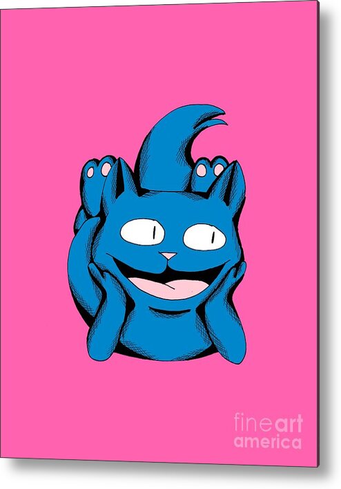 Cat Metal Print featuring the digital art Scuba Smiling in Toy Colors by Pet Serrano