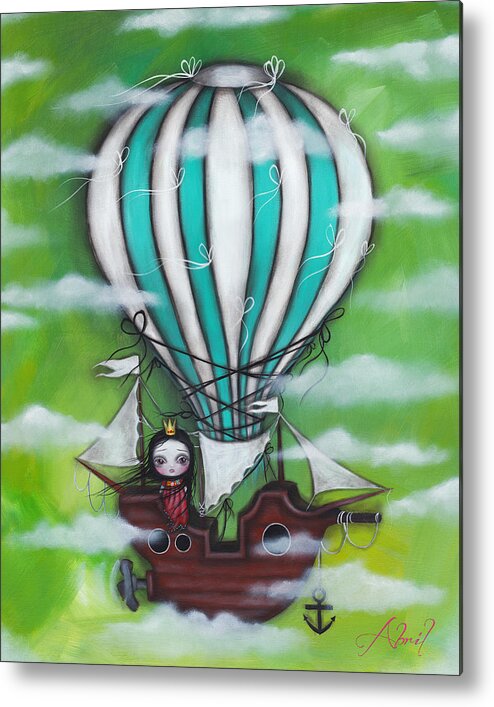 Air Ship Metal Print featuring the painting Sea of Clouds by Abril Andrade