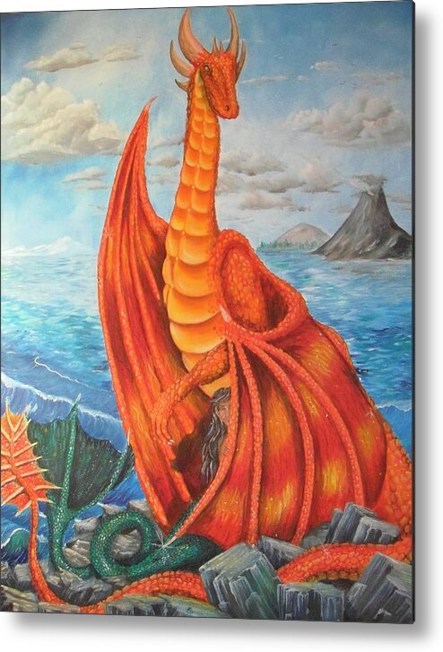 Dragon Metal Print featuring the painting Sea Shore Pair by Nicole Angell