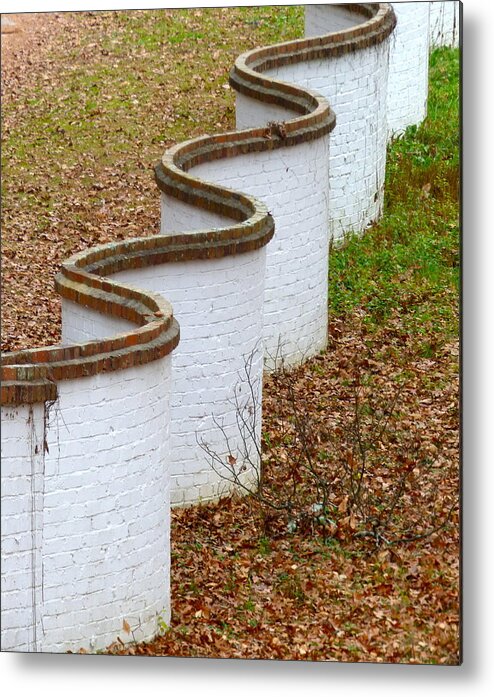 Brick Metal Print featuring the photograph Serpentine Brick Wall by Jean Wright