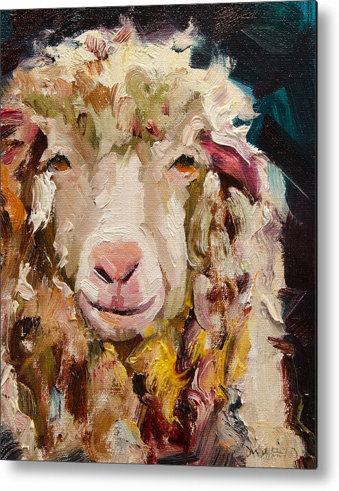 Sheep Metal Print featuring the painting Sheep Alert by Diane Whitehead