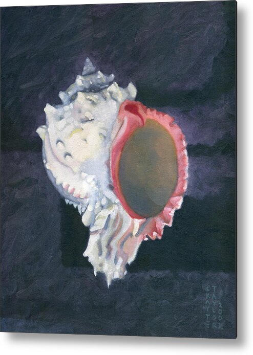 Seashell Metal Print featuring the painting Shell in Opaque Sea by Katherine Miller