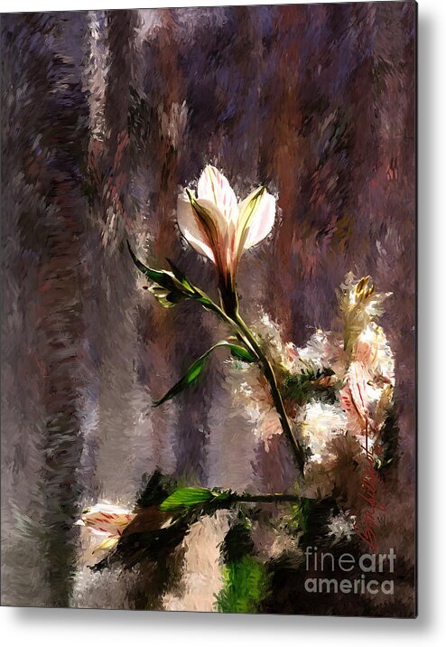 White Astroemeria Lily Metal Print featuring the painting Shimmering Bouquet by Bon and Jim Fillpot