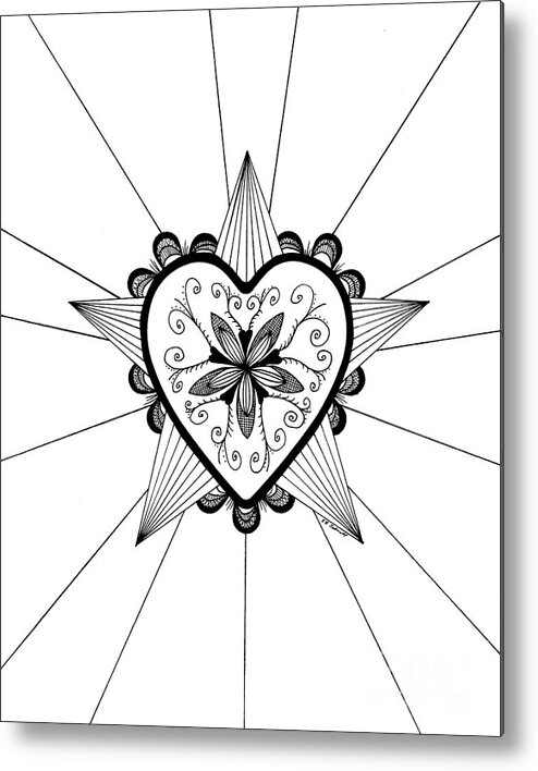 Shining Heart Metal Print featuring the drawing Shining Heart original by E B Schmidt