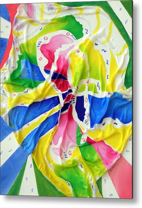 Silk Painting Metal Print featuring the painting Silk Color Whirl by Sandra Fox