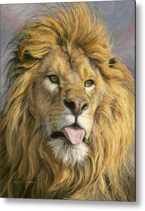 Lion Metal Print featuring the painting Silly Face by Lucie Bilodeau