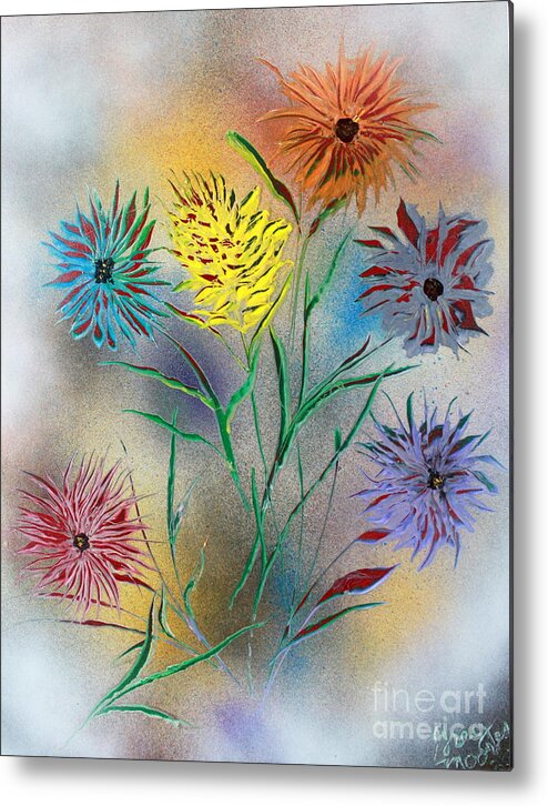 Nature Metal Print featuring the painting Six Flowers by Greg Moores