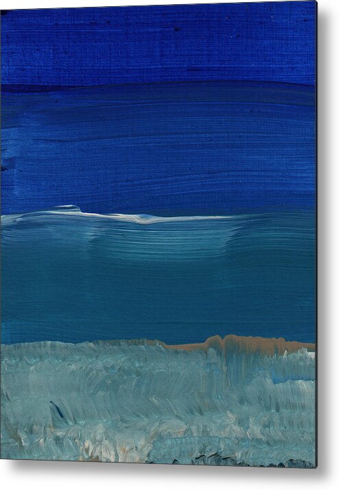 Abstract Art Metal Print featuring the painting Soft Crashing Waves- Abstract Landscape by Linda Woods