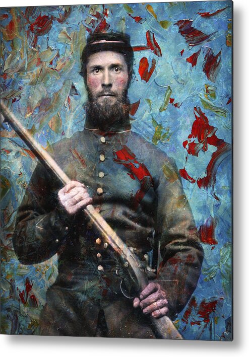 Daguerrotype Metal Print featuring the painting Soldier Fellow 2 by James W Johnson