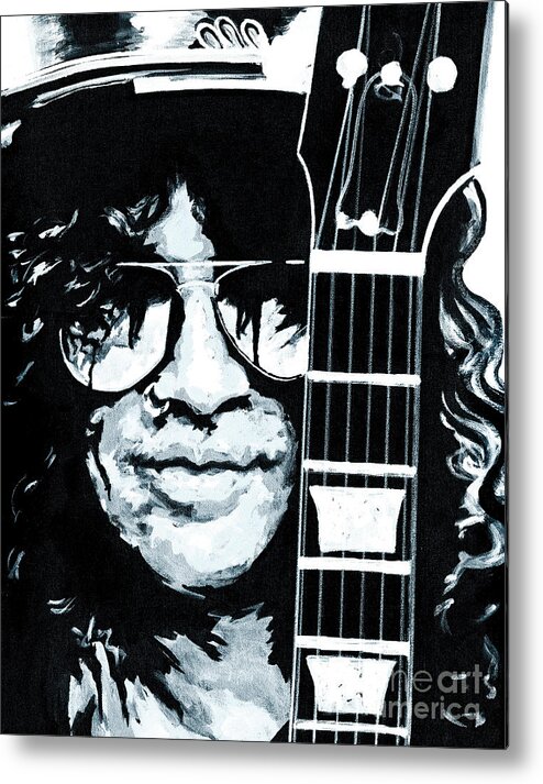 Contemporary Metal Print featuring the painting Some Cool Guitar Player- Slash by Tanya Filichkin
