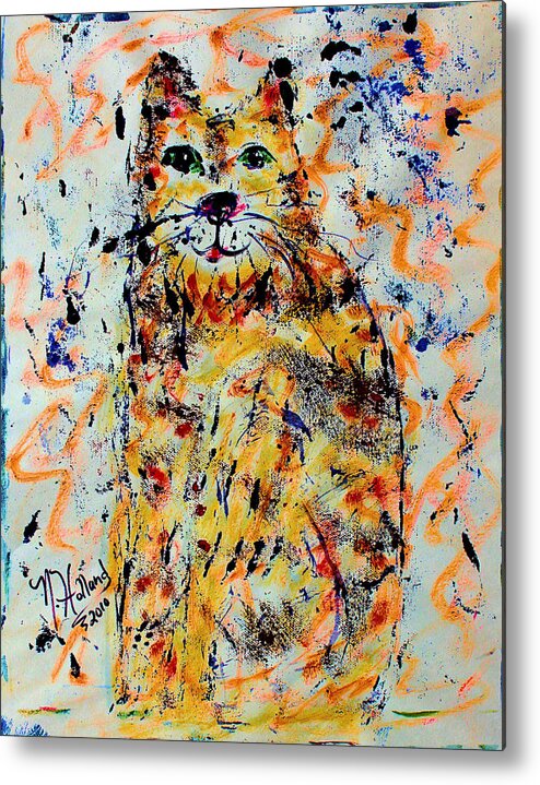 Expressionism Metal Print featuring the painting Sophisticated Cat 3 by Natalie Holland