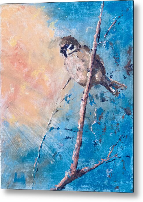 Birds Metal Print featuring the painting Spring Chickadee by Jim Fronapfel