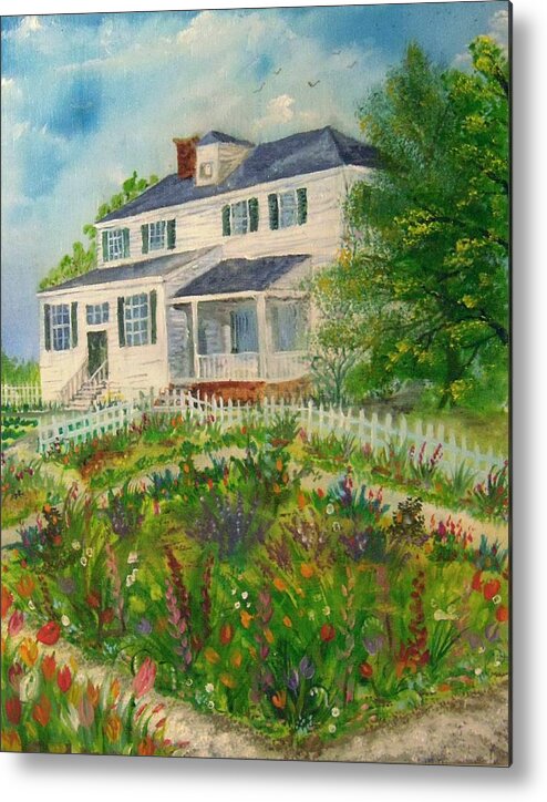 Colonial Williamsburg Metal Print featuring the painting Spring in Colonial Williamsburg- Cole House by Nicole Angell