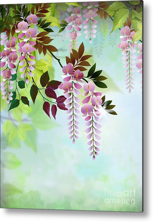 Spring Metal Print featuring the digital art Spring Wisteria by Peter Awax