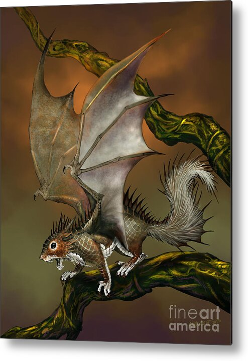 Squirrel Metal Print featuring the digital art Squirrel Dragon by Stanley Morrison