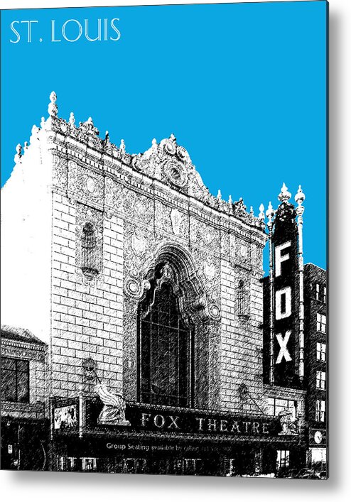 Architecture Metal Print featuring the digital art St louis Skyline Fox Theater - Ice Blue by DB Artist