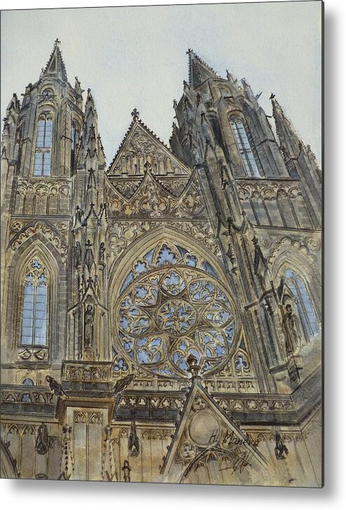 Architecture; Churches; Prague Metal Print featuring the painting St. Vitus Cathedral by Henrieta Maneva