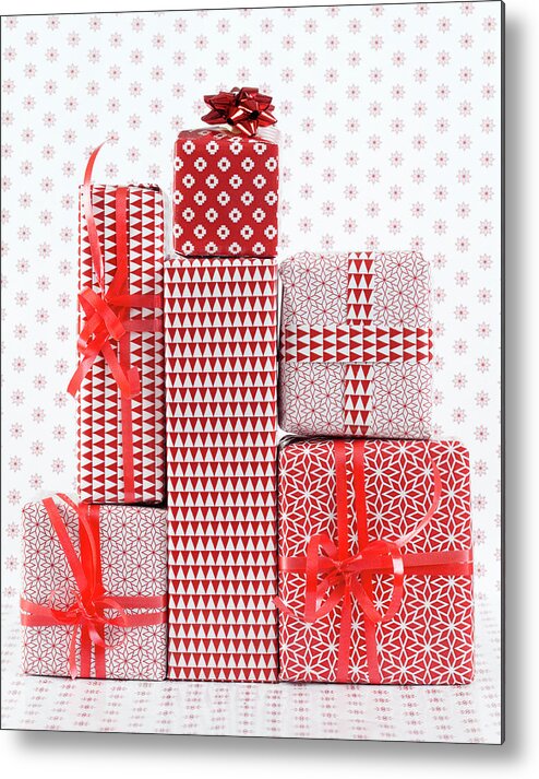 Copenhagen Metal Print featuring the photograph Stack Of Wapped Gifts by Muriel De Seze