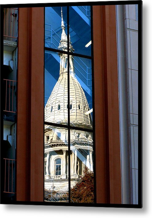 Reflection Metal Print featuring the photograph Stairway Dome Reflection by Gene Tatroe
