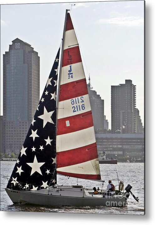 Sailboat Metal Print featuring the photograph Star Spangled Sail by Lilliana Mendez