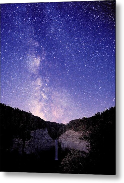 Milky Way Metal Print featuring the photograph Starry Night Of Taughannock Waterfalls by Paul Ge