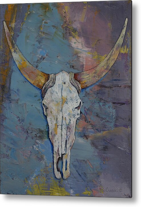 Steer Metal Print featuring the painting Steer Skull by Michael Creese