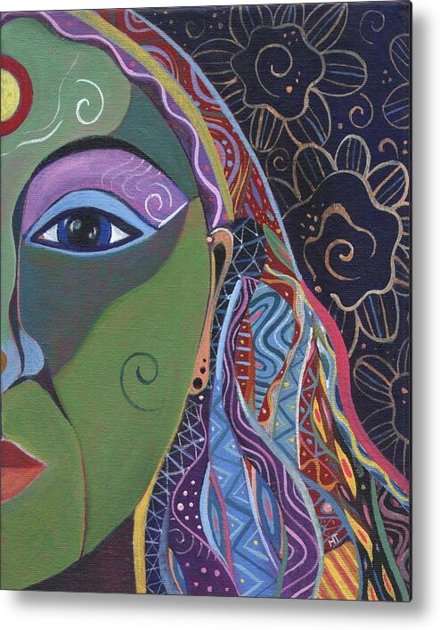 Woman Metal Print featuring the painting Still A Mystery 5 by Helena Tiainen