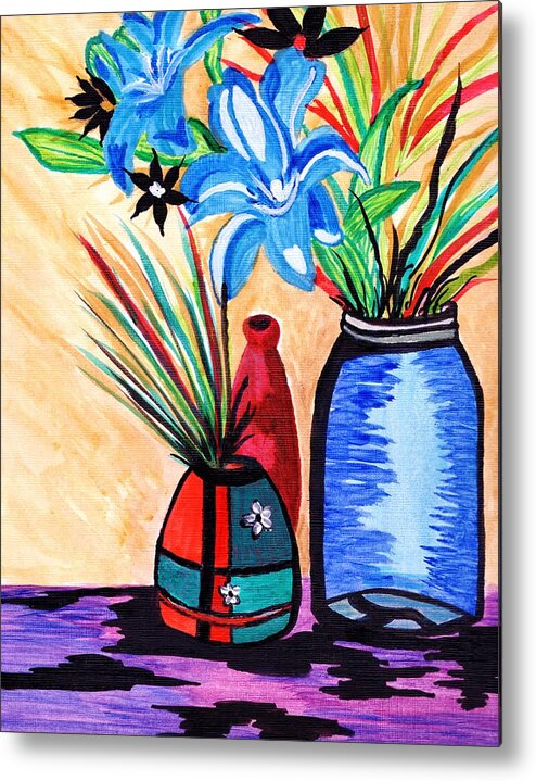 Acrylic Metal Print featuring the painting Still Life Flowers by Connie Valasco