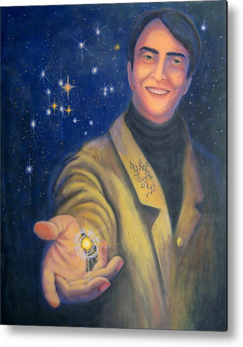 Carlsagan Metal Print featuring the painting Storyteller of Stars - Artwork for the Science Tarot by Janelle Schneider