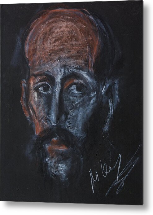 Portrait Metal Print featuring the painting Study of the male face by Maxim Komissarchik