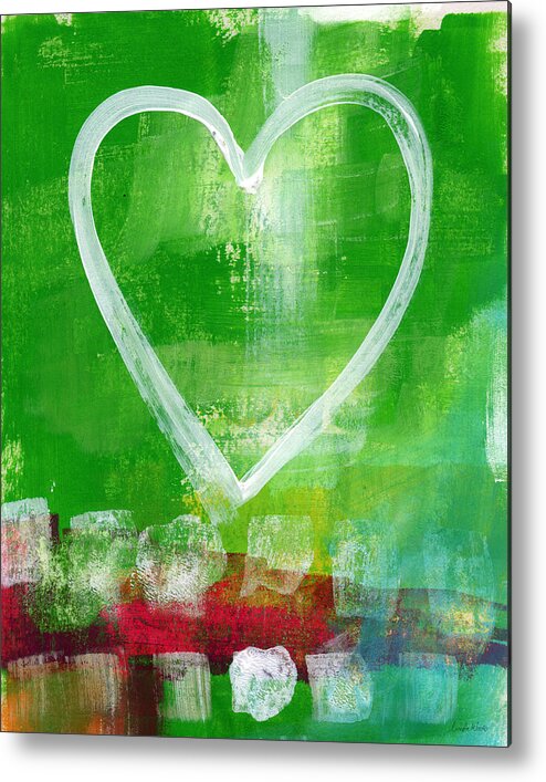 Heart Metal Print featuring the painting Sumer Love- Abstract heart painting by Linda Woods