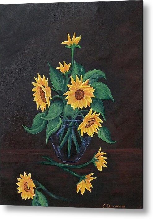 Yellow Metal Print featuring the painting Sun Flowers by Sharon Duguay
