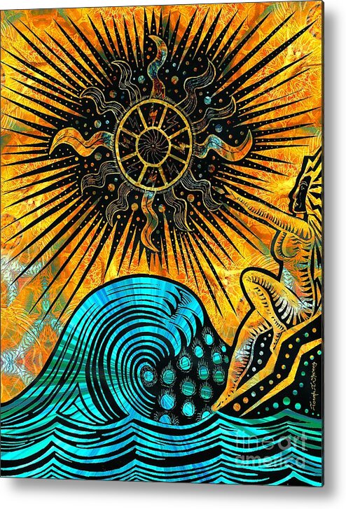 Goddess Painting Metal Print featuring the drawing Big Sur Sun Goddess by Joseph J Stevens