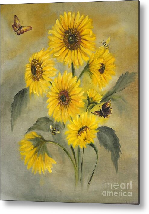 Sunflowers Metal Print featuring the painting Sunflower Bouquet by Carol Sweetwood