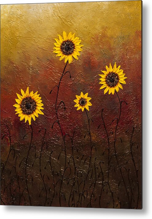 Sunflowers Metal Print featuring the painting Sunflowers 3 by Carmen Guedez