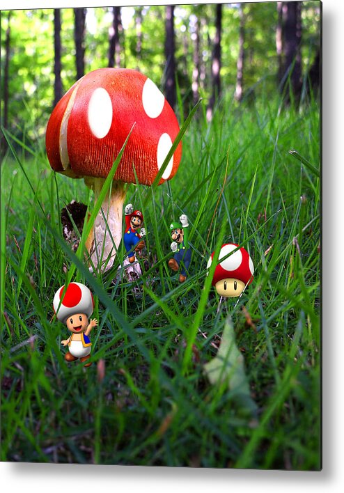 Super Metal Print featuring the photograph Super Mario Bros Mushroom by Joe Myeress