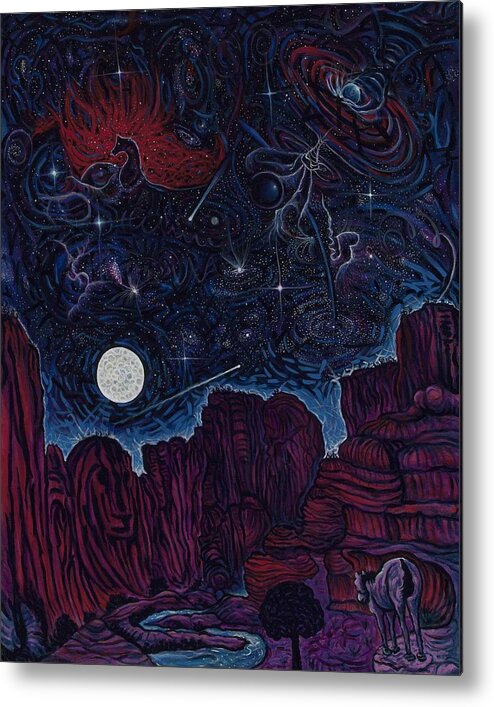 Dark Sky Metal Print featuring the painting Symbiotic Chaos by Steve Lawton