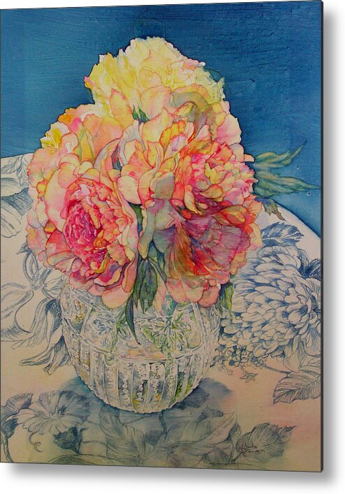 Floral Metal Print featuring the painting Tammy's Bowl 2 by Annika Farmer