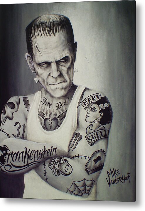 Tattooed Frankenstein by Mike Vanderhoof Metal Print by Mike Vanderhoof -  Fine Art America