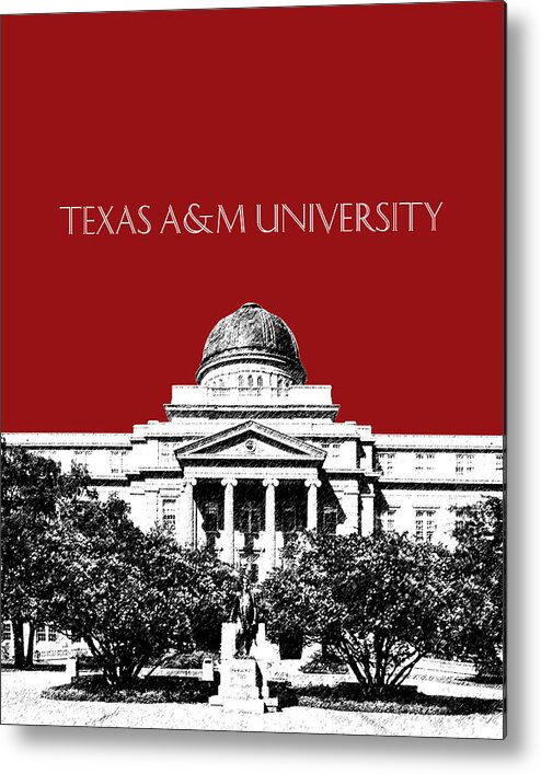 University Metal Print featuring the digital art Texas A and M University - Dark Red by DB Artist