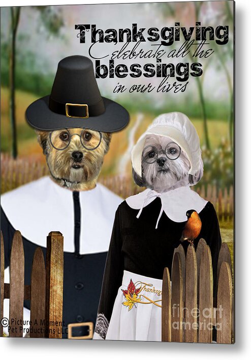 Canine Thanksgiving Metal Print featuring the digital art Thanksgiving From The Dogs by Kathy Tarochione