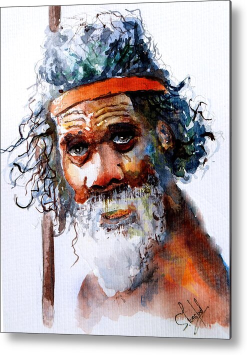 Aborigine Metal Print featuring the painting The Aborigine by Steven Ponsford