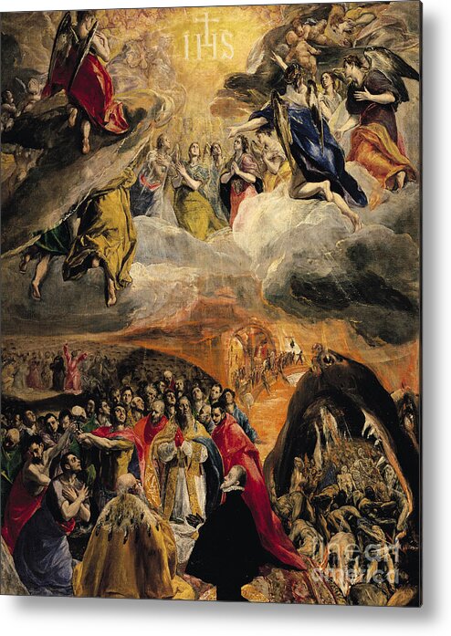 El Greco Metal Print featuring the painting The Adoration of the Name of Jesus by El Greco Domenico Theotocopuli