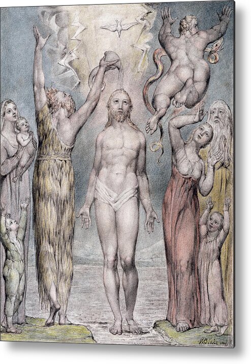 Baptism Metal Print featuring the drawing The Baptism Of Christ by William Blake